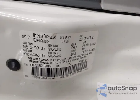 2007 Chrysler Pt Cruiser Touring from USA, damaged, VIN 3A4FY58B47T538844